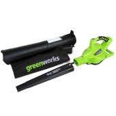 воздуходувка - пылесос садовый аккумуляторный greenworks gd40bv, 40v, бесщеточный, без акб и зу